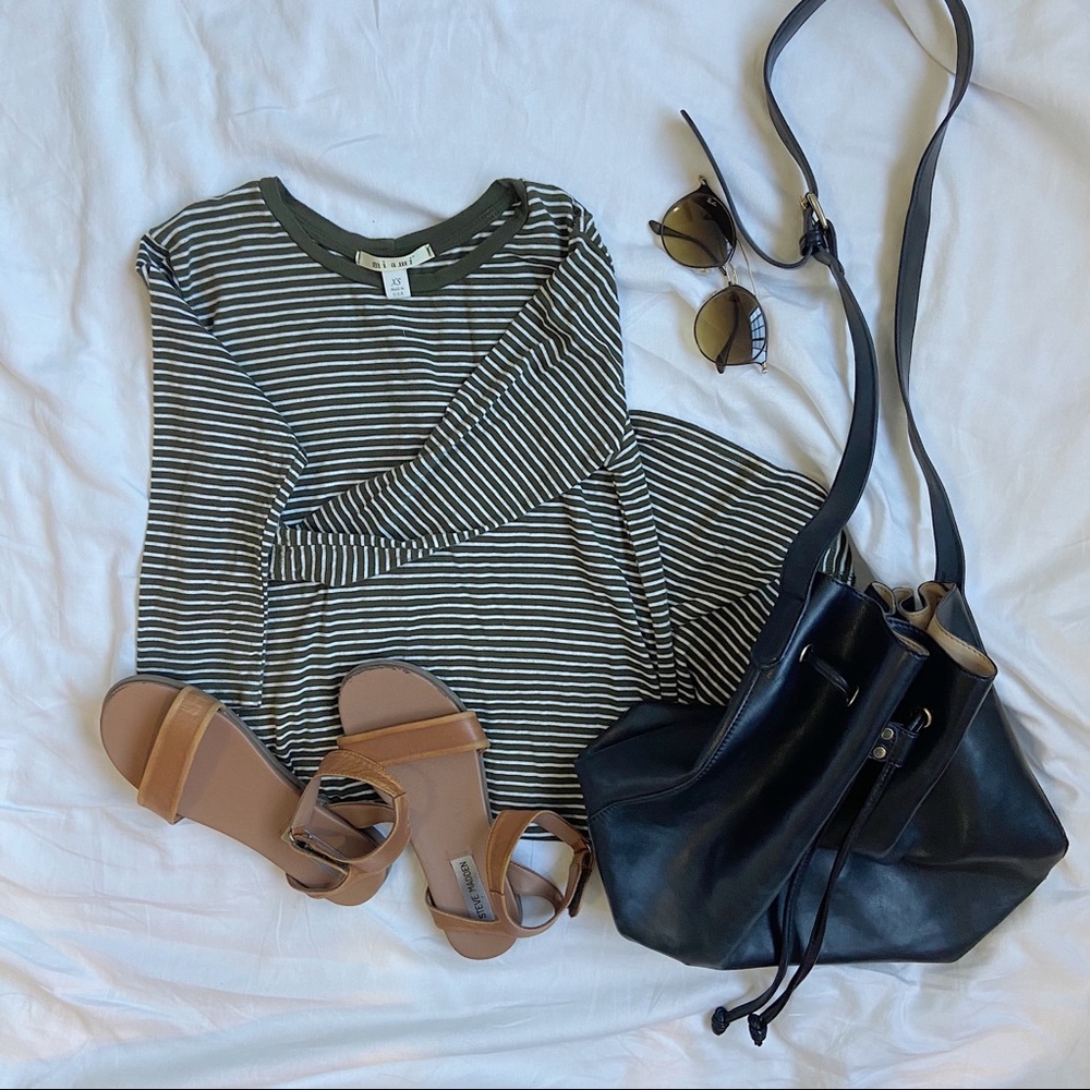 STRIPED QUARTER SLEEVE TSHIRT DRESS